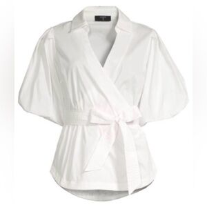 Elie Tahiti Faux Wrap White Blouse size M